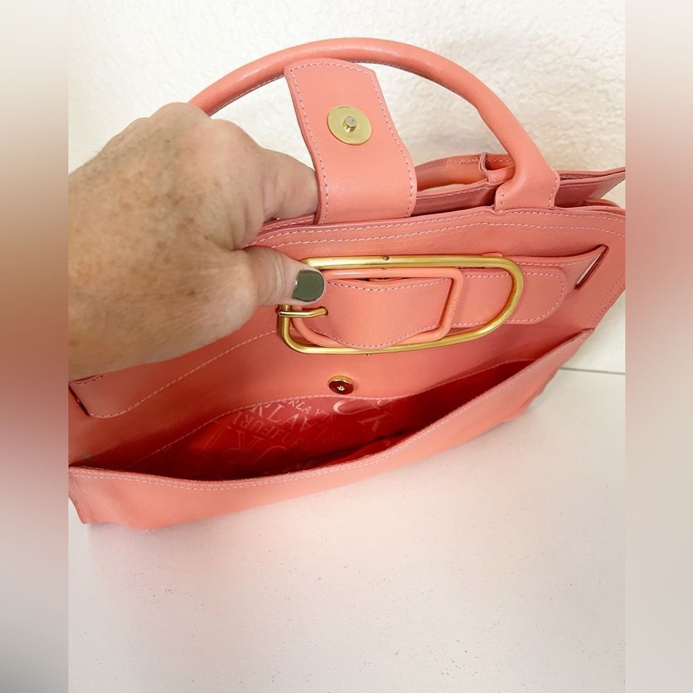 FURLA Coral Pink Leather Top Handle shoulder Tote Bag - Picture 10 of 16